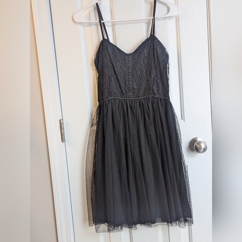 Lace corset tulle Spaghetti adjustable strap v neck stretchy dress